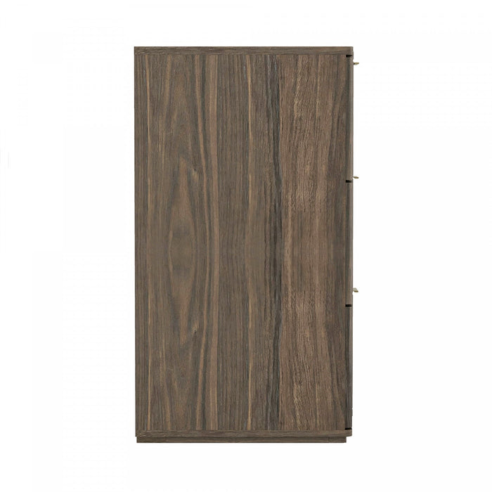 Clive Mid-Century Modern 72\" Dresser in Walnut Brown and Gold (6-Drawer) 
