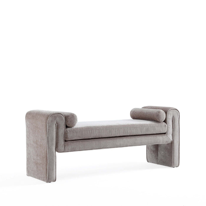 Concord Modern Glam Chenille Accent Bench in Dove 