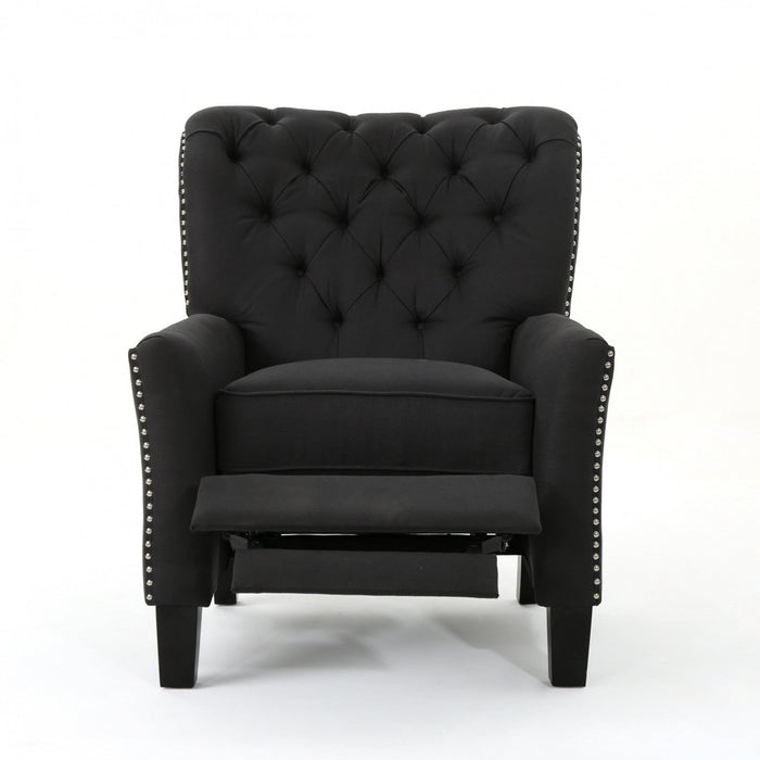 Lily Linen-look Fabric Push Back Recliner Chair With Rivet Accents,antique Dark Grey Accent Chair 