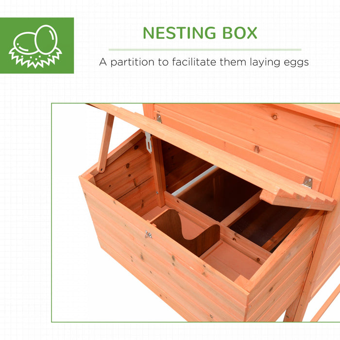 Pawhut 82\" Deluxe Wooden Chicken Coop Poultry Habitats Large Rabbit Hutch Hen House Outdoor Cage Wit