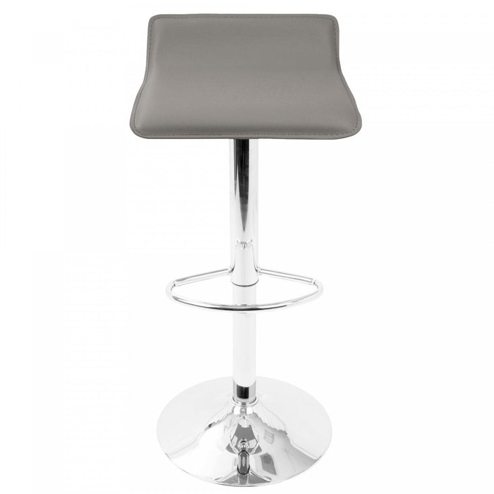 LumiSource Ale Grey Fabric Contemporary Adjustable Height Barstool with Swivel - Set of 2