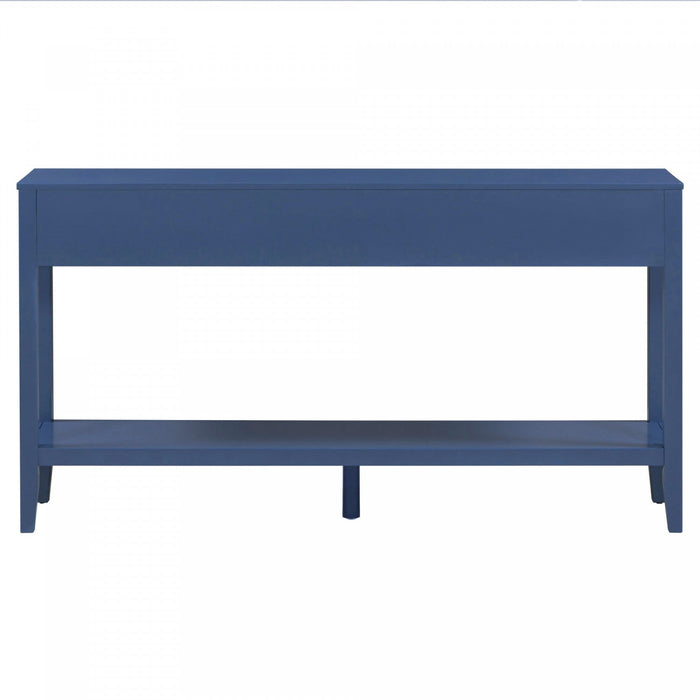 Emma 59.1'' Farmhouse Entryway Table with Drawers and Open Shelf,Blue Sofa Table  