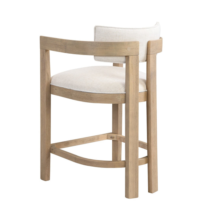 Tiffany 26\" Counter-height Stool Set Of 2 With Solid Wood Frame, Linen Look Fabric - Natural 