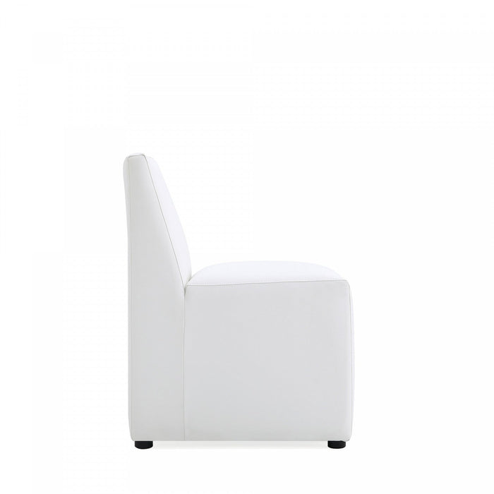 Anna Square Modern Vegan Leather Dining Chair in White - Set of 2 