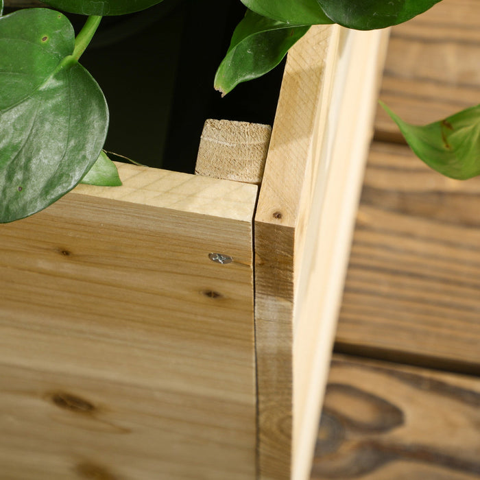 Outsunny Large Raised Garden Bed With Trellis For Climbing Plants, 47 Inch Wooden Box Planters For O