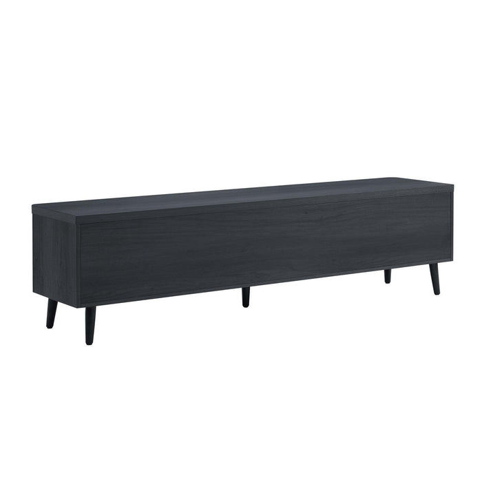 Jodie Mid-Century Modern 69\" Fluted TV Stand in Charcoal Gray 