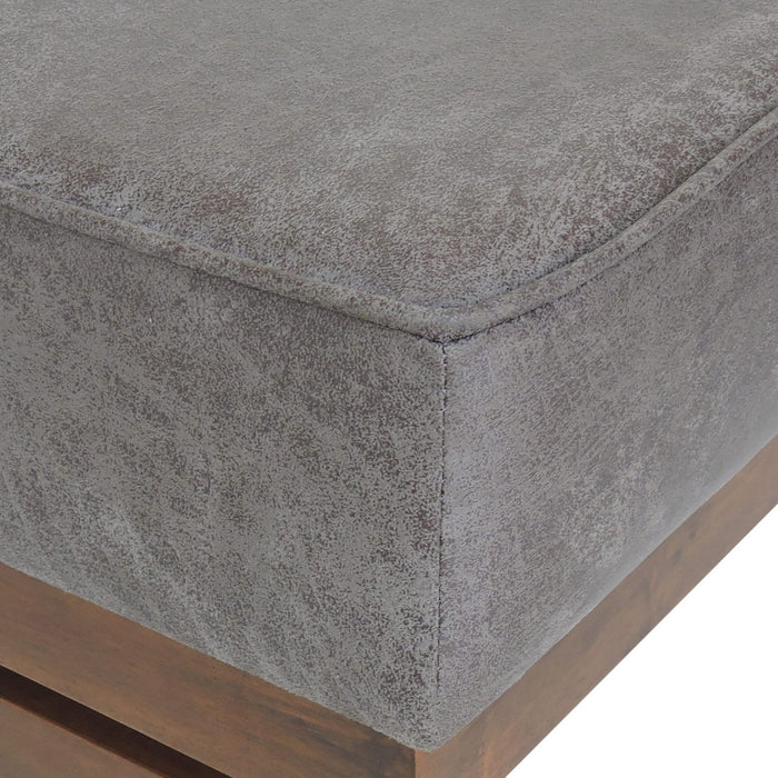Harrison Large Ottoman Coffee Table with Faux Leather and Storage Function - Grey 