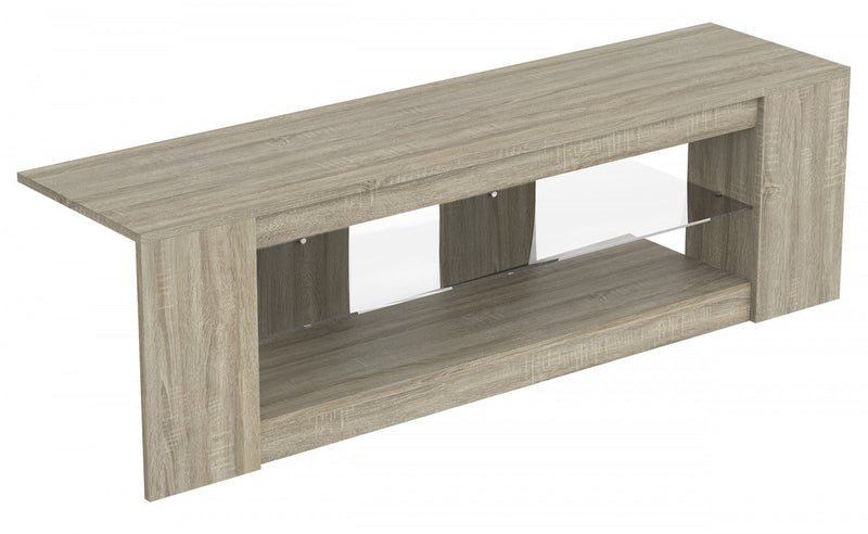 55” TV Stand With 2 Shelves And Tempered Glass - Dark Taupe 