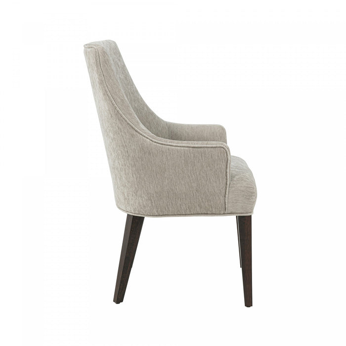Beever Modern Chenille Wood Armchair in Taupe - Set of 2 Dining Chair 
