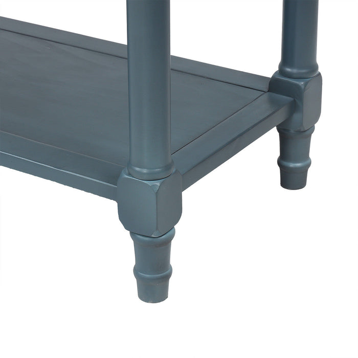 Jeremy Solid Wood Traditional Console Table With Drawers And Shelf - Navy 