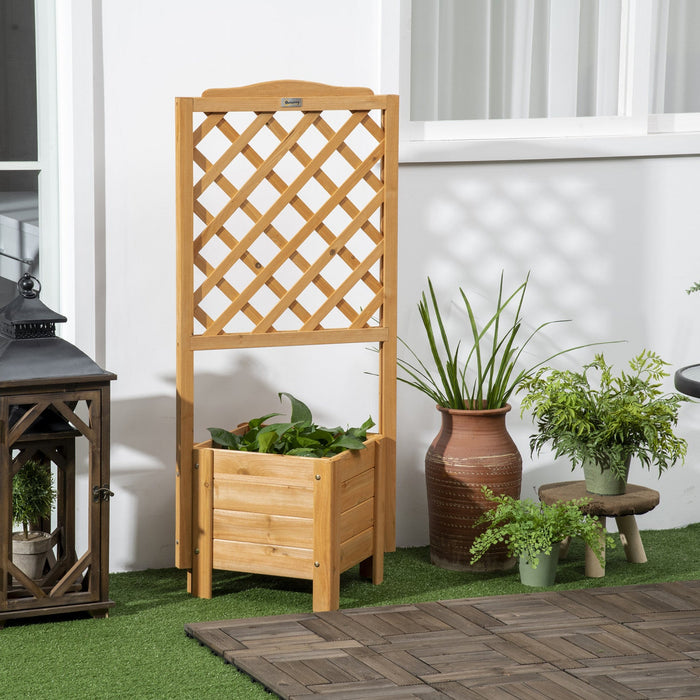 Outsunny Raised Garden Bed, Wood Planter With Trellis For Vine Climbing, To Grow Vegetables, Herbs, 
