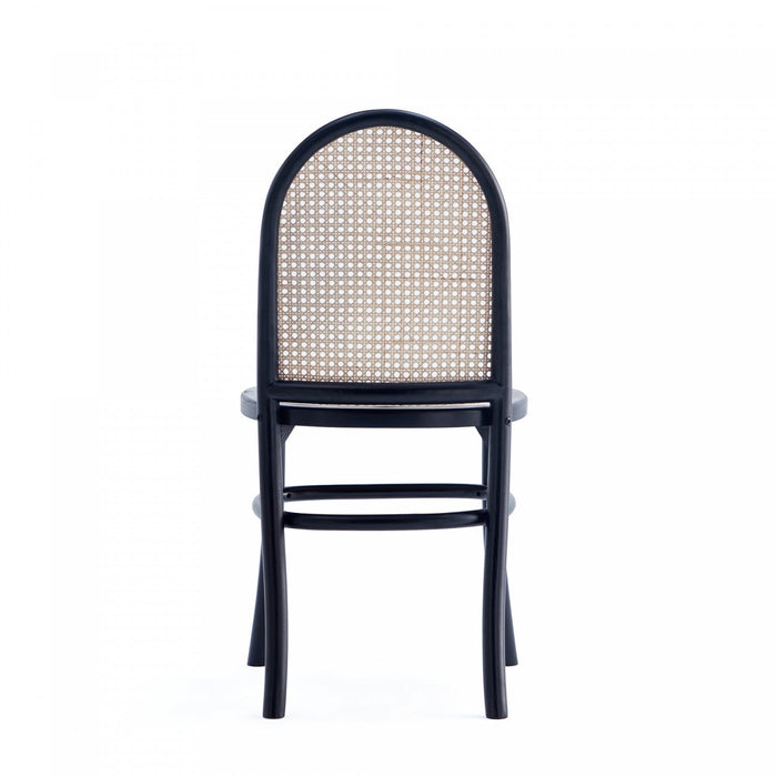 Paragon Industry Chic Cane Back Wood Upholstered Dining Chair in Black and Gray - Set of 4 