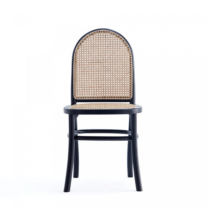Paragon Industry Chic Cane Back Wood Upholstered Dining Chair in Black and Gray - Set of 4 