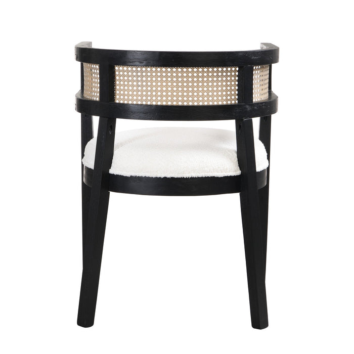 Lance Dining Chairs Set Of 2 With Rattan Back And U-shaped Seat - Black 