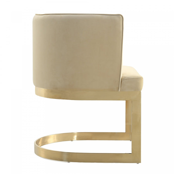Aura Modern Velvet Metal Dining Chair in Sand - Set of 2 