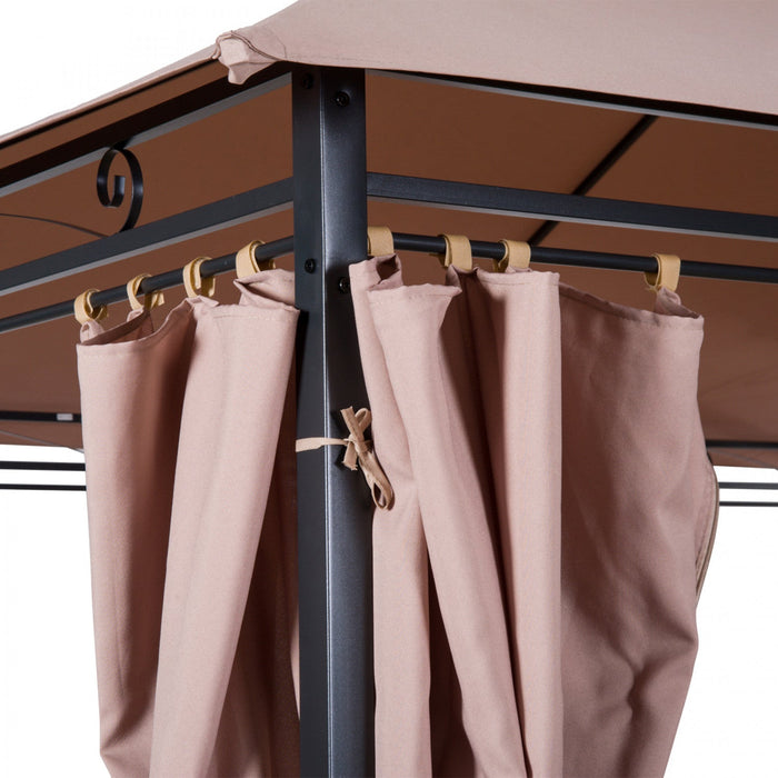 Outsunny 10' X 13' Patio Gazebo, Outdoor 2-tiers Garden Canopy Yard Sunshade Shelter With Curtains, 