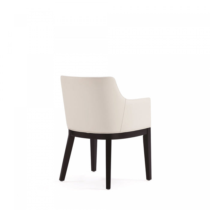 Gansevoort Modern Wood Vegan Leather Armchair in Ivory - Set of 2 