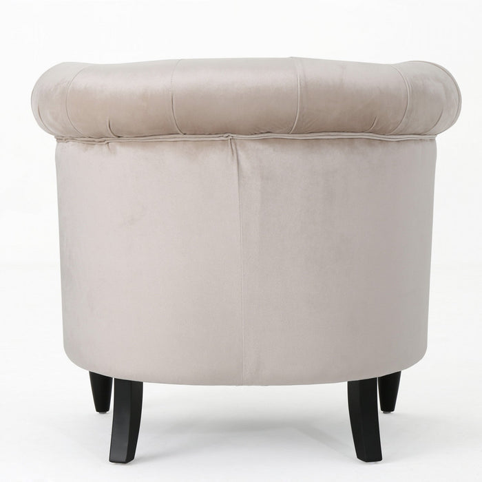 Akira Velvet Fabric Chair With Button Tufted And Nailhead Trim - Champagne 