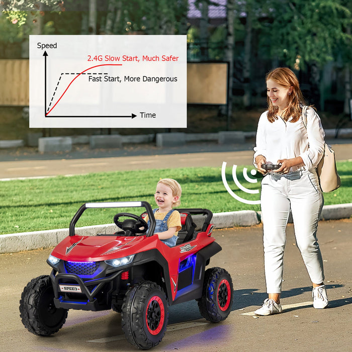 Costway 12v 2-seater Kids Ride On UTV RC Electric Vehicle Suspension W/ Lights & Music