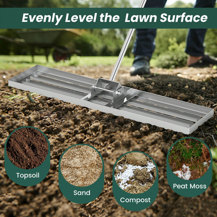 Costway Lawn Leveling Rake 42" X 10" Heavy Duty Level Lawn Tool For Garden Backyard/lawn Silver