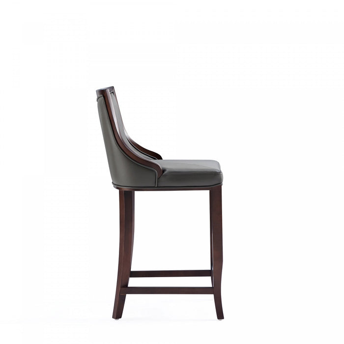 Emperor Traditional Wood Upholstered Barstool in Graphite - Set of 3 
