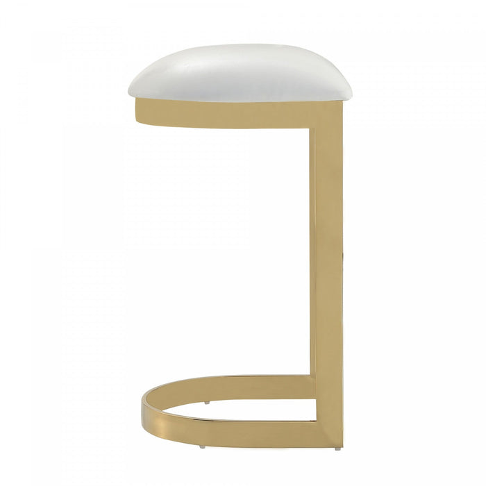 Aura Modern Metal Upholstered Barstool in White - Set of 3 Bar Stool 