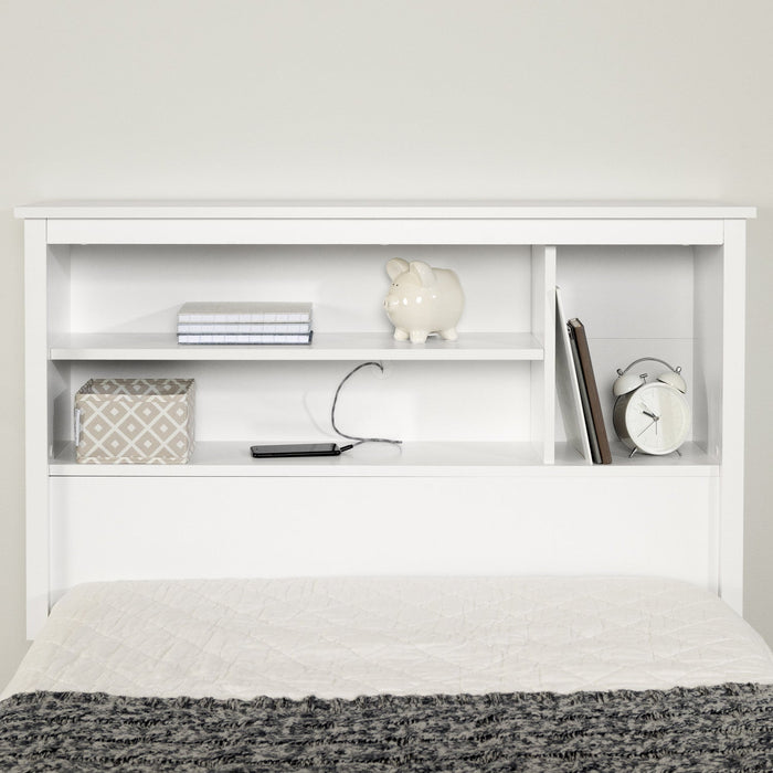 Vito Bookcase Headboard With Storage - Pure White 