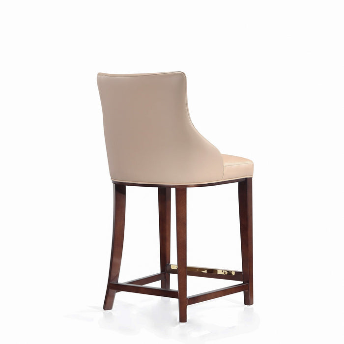 Shubert Modern Wood Upholstered Counter Stool in Tan - Set of 2 