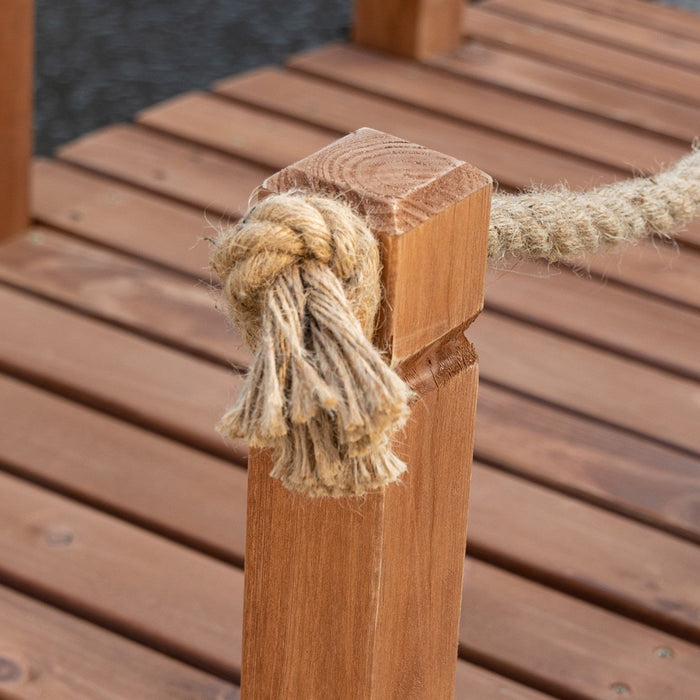 Outsunny 5ft Wooden Garden Bridge Outdoor Decorative Arc Footbridge With Hemp Rope Railings & Fir Co