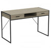 48” Computer Desk With 2 Drawers and 1 Shelf - Dark Taupe With Black Metal Base 