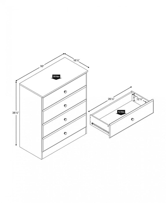 Astrid 4-Drawer Dresser - White