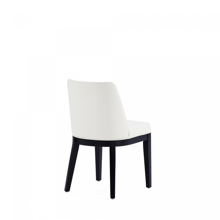 Gansevoort Modern Wood Vegan Leather Dining Chair in Ivory - Set of 4 