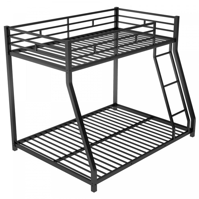 John Space-Saving Metal Floor Bunk Bed,Twin over Full,Black  