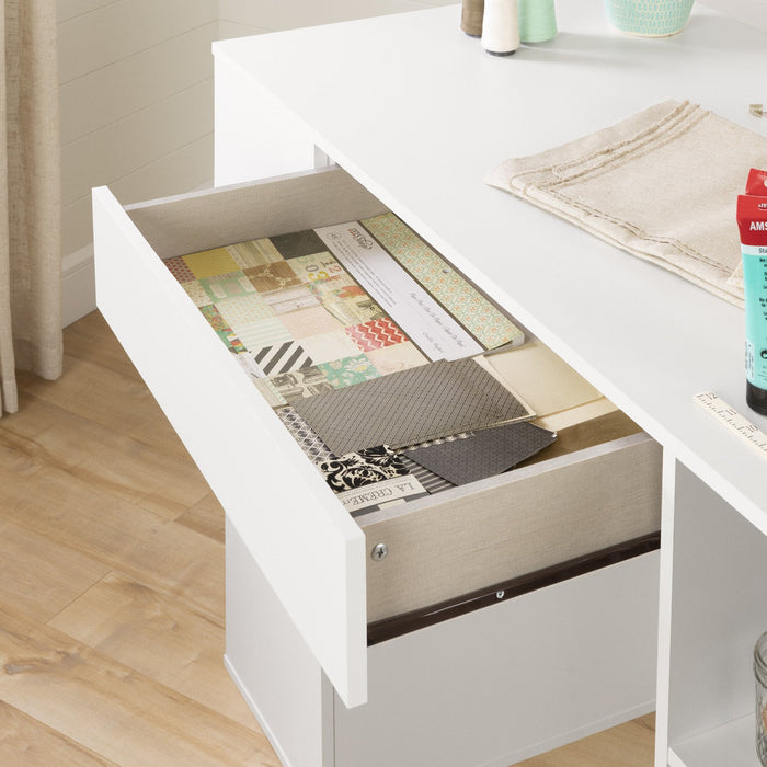 Crea Counter-height Craft Table - Pure White 