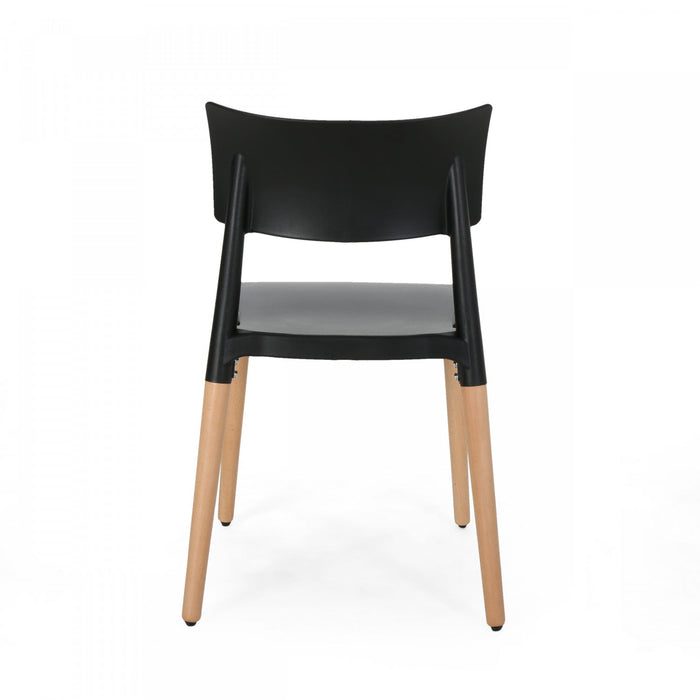 Mason Dining Chair Set Of 2 With Polypropylene Seats And Soild Wood Legs - Black 