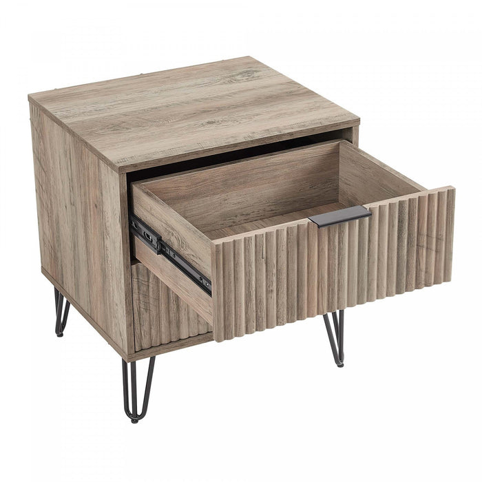 Dumbo Modern 20\" Fluted Nightstand in Rustic Gray (2-Drawer) - Set of 2 