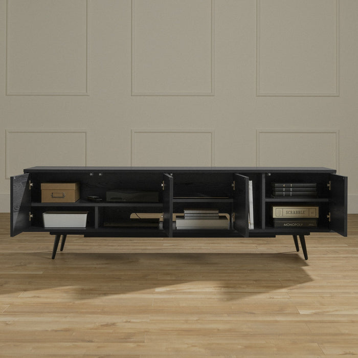 Oxford 71\" TV Stand with Doors - Black Oak & Dark Grey