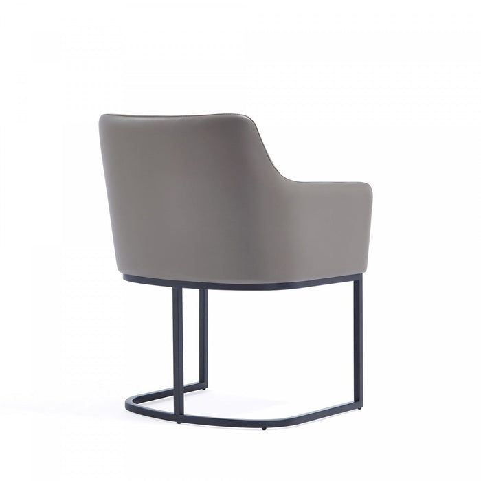Serena Modern Metal Vegan Leather Armchair in Taupe - Set of 2 Dining Chair 