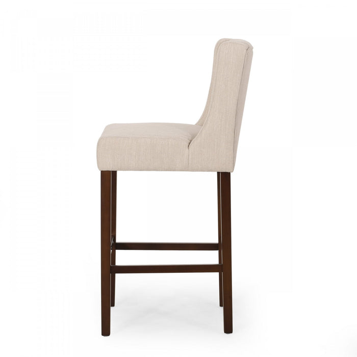 Bruce 30.5\" Counter Height Bar Stools Set Of 2 With Metal Legs And Fabric Upholstery - Beige 