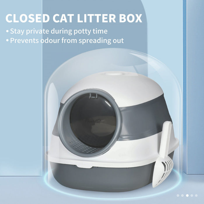 Pawhut Foldable Cat Litter Box With Lid, Covered Litter Box W/ High Sides, Air Freshener, Large Fron