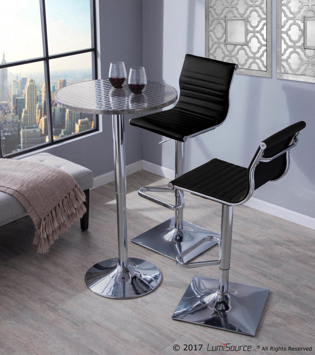 LumiSource Bistro Contemporary Adjustable Round Bar Dining Table - Silver