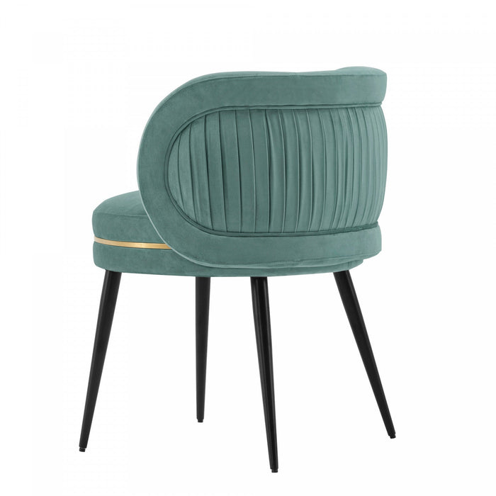 Kaya Modern Wood Velvet Dining Chair in Mint Green - Set of 2 
