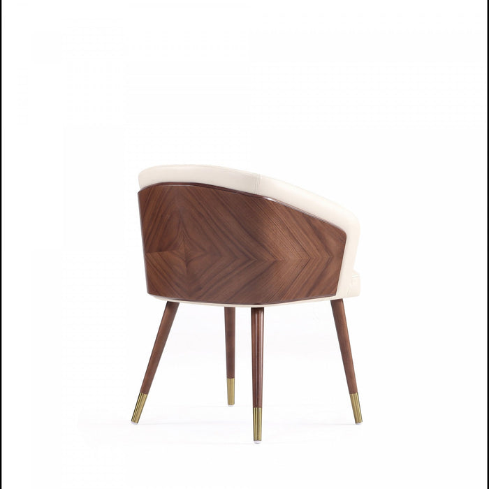 Reeva Modern Wood Vegan Leather Dining Chair in Cream - Set of 2 