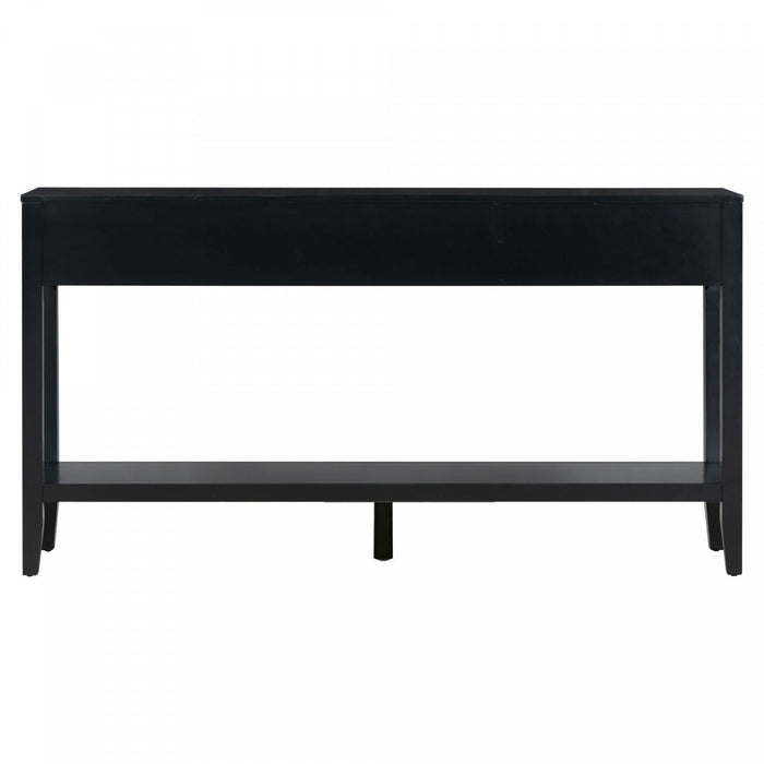 Emma 59.1'' Farmhouse Entryway Table with Drawers and Open Shelf,Black Sofa Table  
