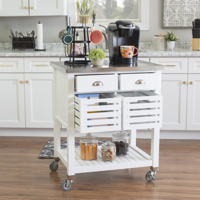 Robbin Wood Kitchen Bar Cart Storage - White