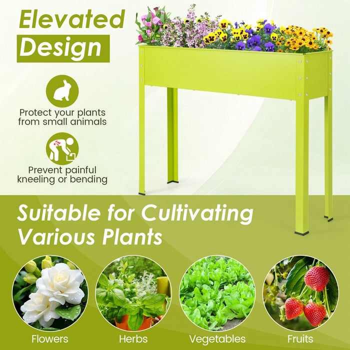 Costway 40" Raised Garden Bed With Legs Metal Elevated Planter Box Drainage Hole Backyard Green