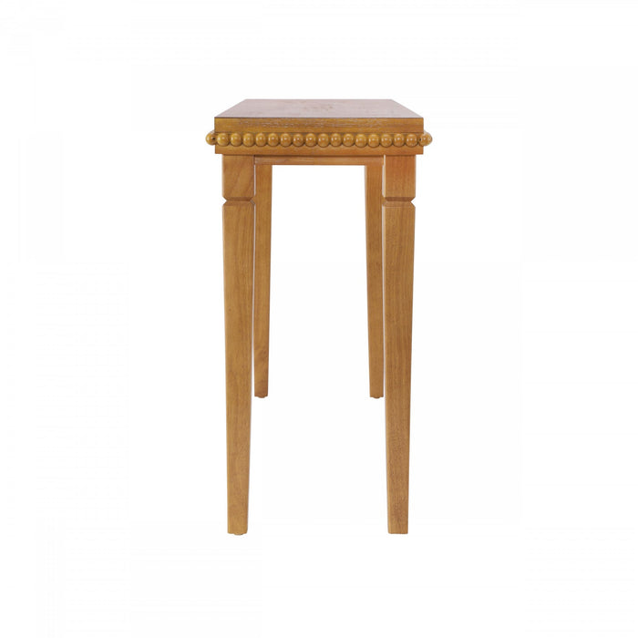 Martha 47.25\" Rustic Wood Sofa Table with Decorative Beaded Trim - Brown 