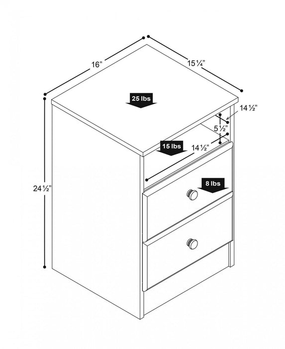 Astrid 2-Drawer Nightstand - White
