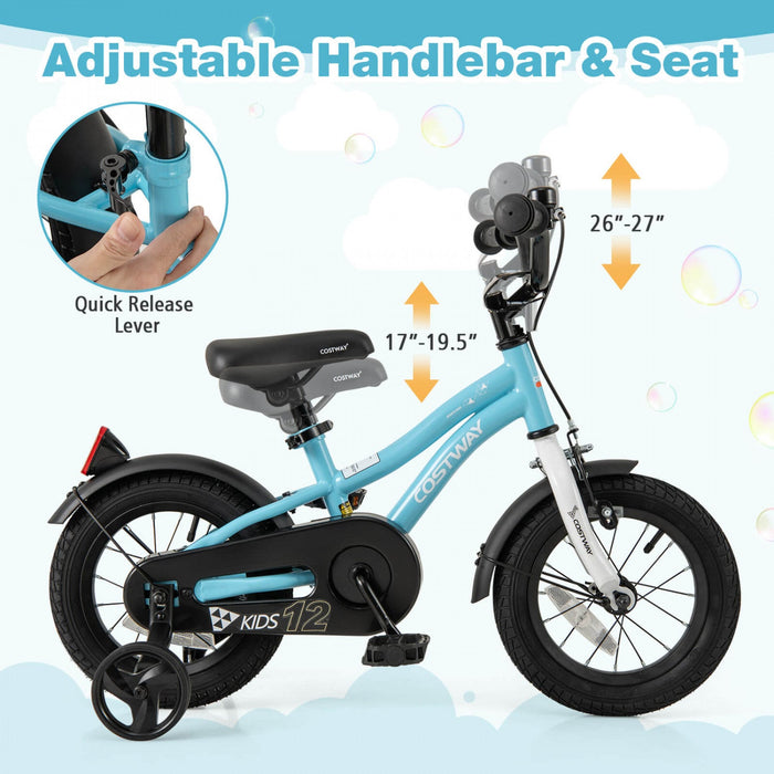 Costway 12" Kids Bike For 3-4 Years Old Boys & Girls With Adjustable Seat Handbrake Reflectors Blue