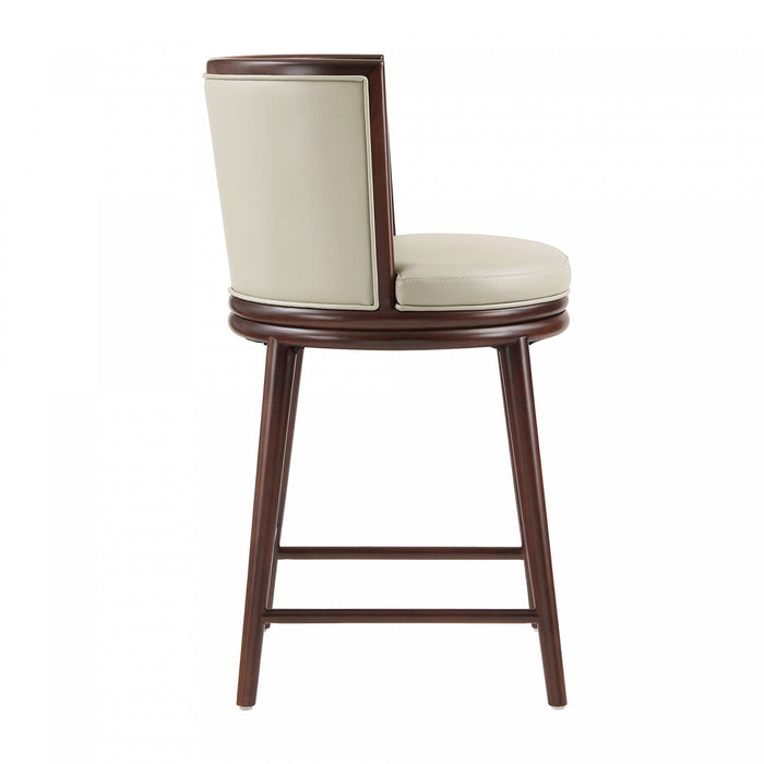Evalyn Modern Wood Upholstered Counter Stool in Stone 